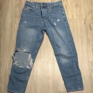 Women’s Blue Distressed Topshop Hayden Jeans Sz 25